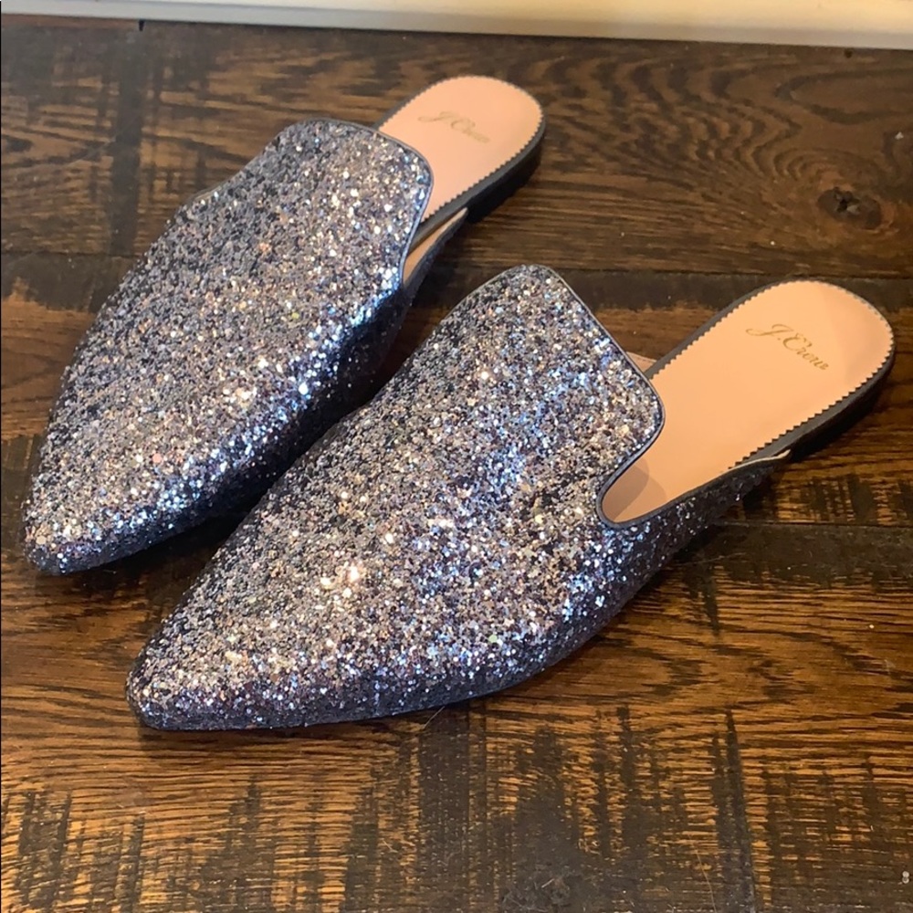 J. Crew: Grey Glitter Marina Slide AB098